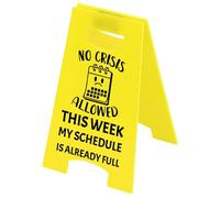 CREATCABIN No Crisis Allowed This Week Desk Sign Yellow Warning Sign Mini Reminder Funny Desk Sign Acrylic Tabletop Decor for Cubicle Coworker Teammates Employee Boss Office Gag Gift 4x6.3Inch