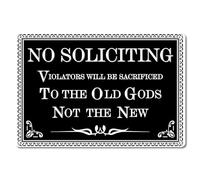 CREATCABIN No Soliciting Metal Tin Sign Gothic Signs Vintage Iron Sign Painting Poster Plaque Retro Mural Hanging Wall Art Decor for Front Door House Office Restaurant Bars Cafes Pubs Black 8x12Inch