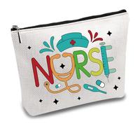 CREATCABIN Nurse Bag Cosmetic Multi-Purpose Makeup Bag Canvas Pen Case Toiletry Funny Travel Bag With Zipper School Supplies Gifts For Nursing Student Practitioner Gift Christmas 10 x 7 Inch