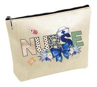 CREATCABIN Nurse Makeup Bags Canvas Cosmetic Bag Multi Purpose Case Zipper Pouches Toiletry Travel Washing Storage Bag Purse Portable Organizer for Women Nursing Coworker Appreciation Gift 10x7Inch