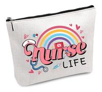 CREATCABIN Nurse Makeup Bags Canvas Nurse Survival Kit Bag Cosmetic Bag Multi Purpose Pen Case Zipper Toiletry Travel Bag Case Purse Pouches Portable Gifts for Women Nursing Practitioner 10x7Inch