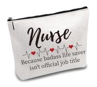 CREATCABIN Nurse Makeup Bags Polycotton Cosmetic Bag Multi Purpose Case with Metal Zipper Bag Makeup Storage Organizer Toiletry Travel Washing Purse Pouches Bag for Practitioner Women 10x7Inch