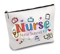 CREATCABIN Nurse Practitioner Bag Nurse Survival Kit Bag Polycotton Cosmetic Multi-Purpose Makeup Pen Case with Zipper Travel Canvas Pouch for Women Student Practitioner Gift 10 x 7 Inch