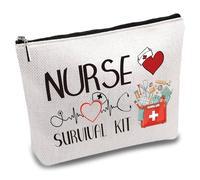 CREATCABIN Nurse Survival Kit Bag Canvas Makeup Bags Nursing Cosmetic Bag Multi Purpose Pen Case with Metal Zipper Pouches Toiletry Travel Bag Purse for Women Thank You Birthday Gift School 10x7Inch