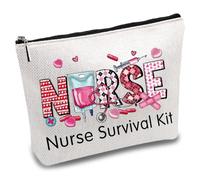 CREATCABIN Nurse Survival Kit Bag Canvas Makeup Pouch Nursing Cosmetic Bag Multi Purpose Pen Case Metal Zipper Toiletry Travel Bag Purse Nurse Gag Gifts for Women Thank You Birthday School 10x7Inch