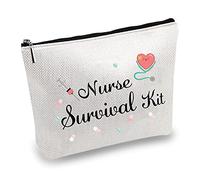 CREATCABIN Nurse Survival Kit Bag Cosmetic Multi-Purpose Makeup Bag Canvas Pen Case Toiletry Funny Travel Bag with Zipper School Supplies Gifts Canvas for Nursing Student Practitioner Gift 10 x 7inch