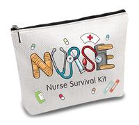 CREATCABIN Nurse Survival Kit Bag Cosmetic Multi-Purpose Makeup Bag Canvas Pen Case Toiletry Funny Travel Bag With Zipper School Supplies Gifts For Nursing Student Practitioner Thanksgiving 10x7Inch
