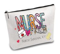CREATCABIN Nurse Survival Kit Bag Cosmetic Multi-Purpose Makeup Bag Canvas Pen Case Toiletry Funny Travel Bag with Zipper Supplies Gifts for Nursing Student Practitioner Thanksgiving 10 x 7 Inch