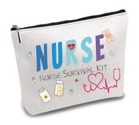 CREATCABIN Nurse Survival Kit Bag Cosmetic Multi-Purpose Makeup Bag Canvas Pen Case Toiletry Funny Travel Bag With Zipper School Supplies Gifts For Nursing Student Practitioner Gift 10 x 7 Inch