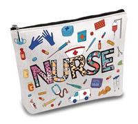 CREATCABIN Nurse Survival Kit Nurse Makeup Bags Canvas Cosmetic Bag Polycotton Multi Purpose Case Zipper Pouches Toiletry Travel Bag Purse for Nursing Practitioner Women Her Bag Gift 10x7Inch