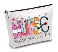 CREATCABIN Nursing Makeup Bags Nurse Survival Kit Canvas Cosmetic Bag Multi Purpose Pencil Case with Metal Zipper Bag Toiletry Travel Purse Pouches Gifts for Women Nursing Supplies 10 x 7Inch