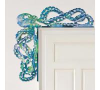 CREATCABIN Octopus Door Corner Metal Door Frame Decoration Ocean Blue Beach Nautical Sea Animal Wall Decor Double Sided Hanging Sculpture for Bathroom Indoor Outdoor Window Home Office 11.8 x 11in