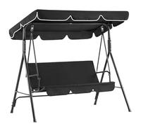 CREATCABIN Outdoor Patio Swing Chair Canopy Replacement 3 Seater Porch Swing Seat Canopy Top Cover 210D Oxford Cloth Waterproof UV Protection for Garden Hammock Top Furniture Covers Black 56 x 47in