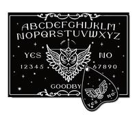 CREATCABIN Owl Wood Spirit Board Pendulum Dowsing Divination Board Set Black Talking Boards with Planchette Metaphysical Message Board for Wicca Witch Stuff Altar Halloween Party Supplies 11.8x8.3Inch