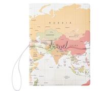 CREATCABIN Passport Cover Passport Holder Flight Tickets Case Slim Portable Wallet Travel Thin World Map Waterproof PVC Credit ID Card Slot Passenger Tickets for International Women Men Sandy Brown
