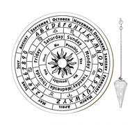 CREATCABIN Pendulum Board With Crystal Pendulum Sun Wooden Carven Metaphysical Message Board Dowsing Divination Mat Witchcraft Altar Supplies Kit for Wiccan Beginner Spirit Decoration 7.9inch