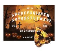 CREATCABIN Pendulum Divination Board Spirit Board Planchette Wooden Rectangle Bat Pumpkin Moon Castle Heart Hunt Metaphysical Talking Message Planchette for Wicca Pagan Halloween 11.8 x 8.3 Inch