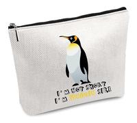 CREATCABIN Penguin Canvas Makeup Bags Cosmetic Bag Multipurpose Case Iron on Transfe Metal Zipper Sublimation Blanks Bag Purse Pouches Travel Toiletry Bag for DIY School Nurse Gifts 10x7Inch-Off White