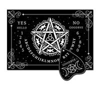 CREATCABIN Pentagram Pendulum Board Wooden Talking Boards with Planchette Black Dowsing Divination Wood Spirit Board Kit Moon Triple Hunt Metaphysical Message for Wicca Pagan 11.8x 8.3 Inch