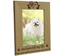 CREATCABIN Pet Picture Frames Engraved Natural Wood Picture Frame Display Pictures Printing 4x6 Wall Mounting Heart Paw Print Poster Photo Frame Stand for Wall Decor Hanging Gallery Tabletop 6x8Inch