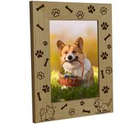 CREATCABIN Pets Picture Frame Dog Paws Print Vertical Natural Wood Photo Frame Memorial Tabletop Display Keepsake Suit 4"x6" Picture Gift for Dog Cat Family Birthday Christmas Thanksgiving 6x8 Inch