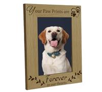 CREATCABIN Picture Frame Pet Paws Wood Photo Frames Engraved Display Wooden Tabletop Postcard Frame for Hanging Wall Christmas Home Gift Desk Decor 4 x 6 Inch-Your Paw Prints are Forever in our Hearts