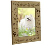 CREATCABIN Picture Frames Wood Photo Frame Display Pictures 4x6 Wall Mounting Poster Paw Print Brown Frame Stand Pet Memorial Gifts for Dog Cat 6x8Inch-No Longer by My Side Forever in My Heart