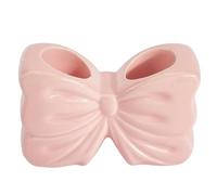 CREATCABIN Pink Bowtie Toothbrush Holder Bow Ceramic Toothbrush Holder Bowknot Personalized Toothpaste Stand with Drain Hole Accessories Decoration Organization for Bathroom Kitchen Bedroom Office