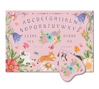 CREATCABIN Pink Cat Wood Spirit Board Flowers Pendulum Board Kit Talking Boards with Planchette Dowsing Divination Metaphysical Message Board Gifts for Wicca Hunt Witch Stuff Halloween 11.8x8.3Inch