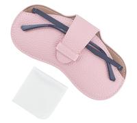 CREATCABIN Pink Leather Sunglasses Case Slim Glasses Case Bag Portable Lightweight Travel Eyeglasses Holder Pouch Cover with Soft Cleaning Cloth for Family Friends Holiday Vacation 6.9x3.4 Inch