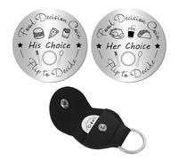 CREATCABIN Pocket Hug Token Long Distance Relationship Keepsake Stainless Steel Double Sided Message Engraved Pocket Token Coin Holder with Leather Keychain for Inspirational Gift 1.2Inch-His Choice