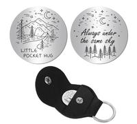 CREATCABIN Pocket Hug Token Stainless Steel Hug Token Long Distance Social Relationship Keepsake Double Sided Words Quotes with PU Leather Keychain Gift for Women Men Bestie Friends 1.2x1.2 Inch