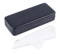 CREATCABIN PU Leather Eyeglasses Case Lamb Leather Glasses Case Sunglasses Case Shell Glasses Holder Strong Spring Water-resistant Protective Portable with Suede Cleaning Cloth for Travel, Black