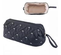 CREATCABIN Quilted Hair Tools Travel Bag with Bow Pattern Portable Travel Case Waterproof Hair Styling Accessories Storage Case for Hair Dryer Curling Iron Revlon Hair Tools Black 15.75 x 6.69 Inch