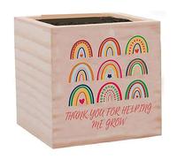 CREATCABIN Rainbow Small Flowerpots Cube Wood Plant Pots Rustic Planter Box Wooden Square Planter Succulent Cactus Pots Planter Trough Window Desk Decorative for Teacher Gift Indoor Outdoor 3 x 3Inch
