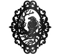 CREATCABIN Raven Metal Wall Decor Crow Wall Art Decor Black Bird Sculpture Metal Hanging Decor Rustic Wall Sign Hollow Out Ornament for Living Room Home Office Garden Kitchen Balcony 12 x 9.4Inch