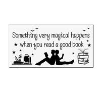 CREATCABIN Reading Wall Sticker Inspirational Quote Sticker Decor Art Sign for Reading Room Study Bookstore Classroom Library 23x12 Inch(Black)-Something Very Magical Happens When You Read A Good Book
