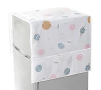 CREATCABIN Refrigerator Dust Cloth Washing Machine Waterproof Cover PVEA Dustproof Fridge Top Cover Multi-Purpose with Side Storage Pockets for Kitchen Appliance Protector Planet 51 x 21.3 Inch