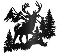 CREATCABIN Reindeer Metal Wall Art Black Elk Deer Wall Sculpture Iron Wall Decor Living Room Decoration Kitchen Display Gift for Family Friends Christmas Housewarming Party Birthday 11.8x11.8 Inch