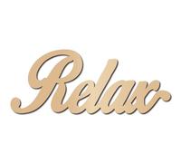 CREATCABIN Relax Wood Cutout Front Door Wooden Decor Letters Cut Art Sign Wall Hanging Decor for Restroom Cafe Shop Canteen Apartment Hotel Mall Rustic Farmhouse Porch Party Indicate Sign 11.9x4.7in