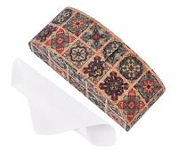 CREATCABIN Retro Hard Shell Glasses Case PU Leather Sunglasses Case Portable Eyeglasses Holder Classic Flower Spectacle Storage Cases Lightweight with Cleaning Cloth Gift for Women Men 6.1x2.4x2.2in