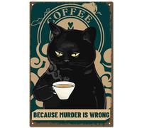CREATCABIN Retro Metal Tin Sign Vintage Metal Sign Poster Painting Plaque Coffee Because Murder Is Wrong Iron Wall Decor Rose Art Mural Hanging Decorative for Indoor Outdoor Home 12 x 8Inch