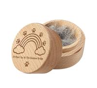 CREATCABIN Round Wood Mini Animal Urn Small Pet Urns for Ashes Hair Keepsake Box Case Paw Print Rainbow BurlyWood Decorative Urns Funeral Cremation Pet Urn Memorial Box Gift for Dog Cat 2x1.6Inch
