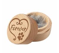 CREATCABIN Round Wood Mini Animal Urn Small Pet Urns for Ashes Pet Hair Keepsake Box Case Paw Print Forever BurlyWood Decorative Urns Funeral Cremation Urn Memorial Box Gift for Dogs Cats 2x1.6Inch