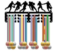 CREATCABIN Rugby Medal Hangers Rugby Medal Holder Display Rack Sports Metal Hanging Awards Iron Small Mount Decor for Wall Home Race Running Swimming Soccer Football Medalist Black 11.4 x 5.1 Inch