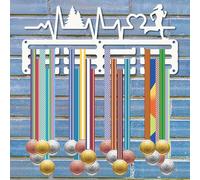 CREATCABIN Run Medal Holder Running Medal Hanger Marathon Sports Awards Rack Display Small Wall Mounted Frame Hook for Hanging 40+ Medals Ribbons Runners Swim Athletes Medalist White 11.4x5.1Inch