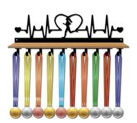 CREATCABIN Run Medal Trophy Display Shelf Heart Medal Hanger Display Shelf with Density Board Tray Wall Mount Hold 70+Medals Holder Hanger Metal Medal Organizer Rack for Running Awards 15.7x6x3.5Inch
