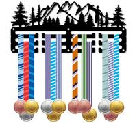 CREATCABIN Runner Medal Hanger Display Running Medal Holder Rack Organizer Sports Metal Hanging Iron Wall Mount Frame Decor Medal Hangers with 12 Hooks for Runners Marathon Medalist Black 11.4x5.1Inch