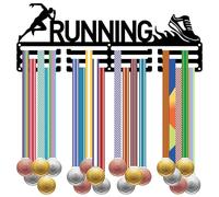 CREATCABIN Runner Medal Hangers Running Medal Holder Hooks Racks Wall Mounted Hanging Display Award Decor Gift for Distance Competition Dash Race Winner Marathons Player Athletes Men 15.7x5.9 Inch