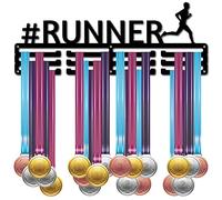 CREATCABIN Runner Medal Holder Sport Running Athlete Medals Hanger Display Stand Wall Mount Decor Holders for Runners Home Badge Medalist Running Soccer Gymnastics Over 60 Medals 15.7 x 5.9 Inch